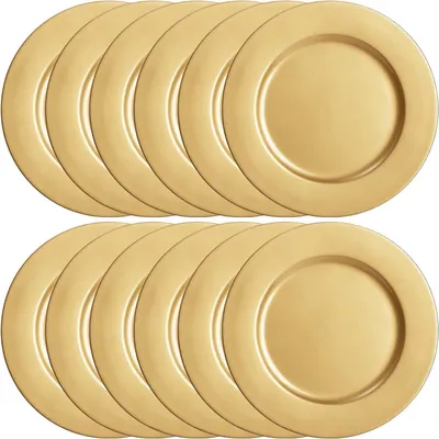 Produktbild von 12er Set Goldene Platzteller 33 cm Runde Servierteller für Party Weihnachten Hochzeit