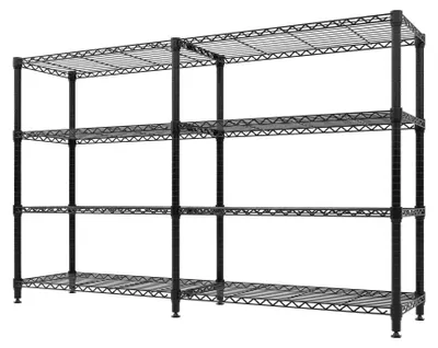 Image de Étagère métallique pour garage - Étagère à 4 niveaux - Étagères réglables - 35 x 150 cm - Extensible - Autoportante, idéale pour garage, cave ou cuisine