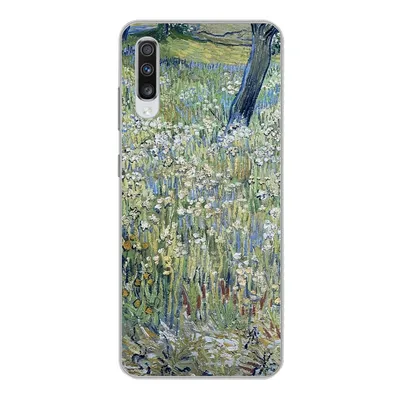 Produktbild von MuchoWow® Handyhülle Schutzhülle Hülle für Samsung Galaxy A70 Baumstämme im Gras - Vincent van Gogh Silikon Softcase Handy Hülle - Schutzhaube