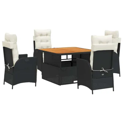 Produktbild von vidaXL 5-tlg. Garten-Essgruppe mit Kissen Schwarz Poly Rattan