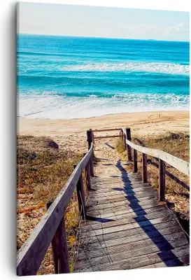 Produktbild von Bild auf Leinwand - Leinwandbild - Einteilig - Meer Strand Eintritt - 50x70cm - Wand Bild - Wanddeko - Wandbilder - Leinwanddruck - Wanddekoration - Leinwand bilder - Wandbild - PA50x70-4359