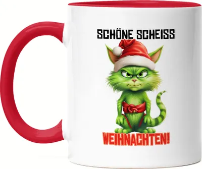 Produktbild von Schöne Scheiss Weihnachten Tasse Rot Katze Cat Weihnachtsmuffel Weihnachtsgeschenk für Katzenbesitzer
