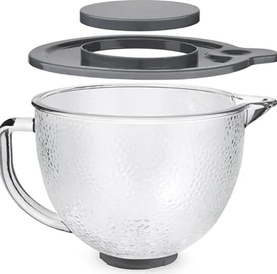 Produktbild von Für Kitchenaid 4,7 l Rührschüssel 5KSM5GB Glas,Rührschüssel-Zubehör,für KitchenAid 4,5 und 5 Quart Standmixern,Schale aus gehämmertem Glas mit Deckel