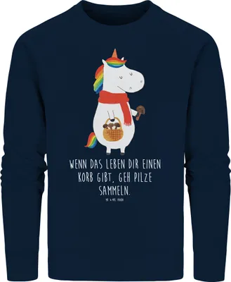 Produktbild von Mr. & Mrs. Panda Baumwoll Pullover Einhorn Pilz Größe XL - French Navy - Geschenk, Pilze, Sweater, Nachhaltiger, Unicorn, Einhörner, Motivation, Spruch, Sweatshirt, Pulli