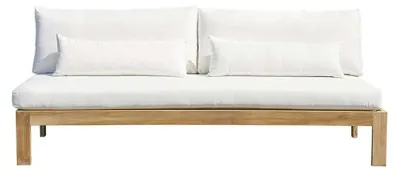 Image de Canapé de jardin en teck massif et tissu Blanc TOUQUET