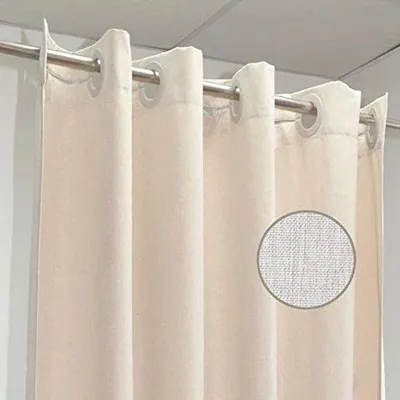 Produktbild von Famanu Duschvorhang Linnenlook 120 x 180 cm - Zart Beige, Haaklos, Wasserabweisend, Maschinenwaschbar