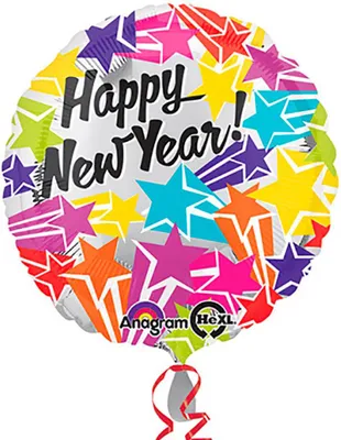 Produktbild von 18"/Ø43cm Folienballon "Happy New Year" Sterne