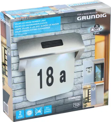 Produktbild von Grundig Solar-LED Hausnummerleuchte 19181 inkl Buchstaben und Zahlen