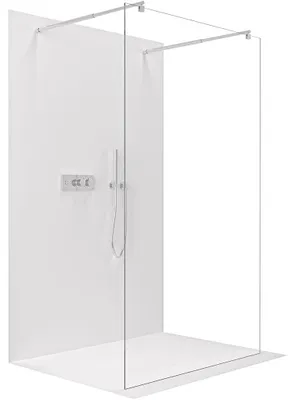 Image de Paroi de douche walk-in Onyx Duo, gauche/droite - 10 mm - profilé rond - chrome, verre transparent - 120x200 cm