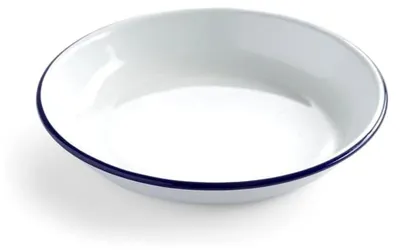 Produktbild von 12 Stück tiefe Emaillieteller, weiß-blau Ø 22 cm
