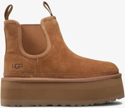 A single brown UGG Neumel Chelsea Platform Boot is shown against a white background.