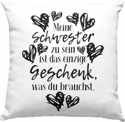 Produktbild von Trendation - Beste Schwester Deko-Kissen mit Füllung 40x40 Spruch Geschenkidee Geburtstag Schwester von Schwester Bruder (Blau)