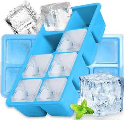 Produktbild von Eiswürfelform Große Eiswürfelform mit Deckel, 2 Stück Silikon-Eiswürfelform, BPA-frei und LFGB-, stapelbare Eiswürfelform für Bier-Cocktai