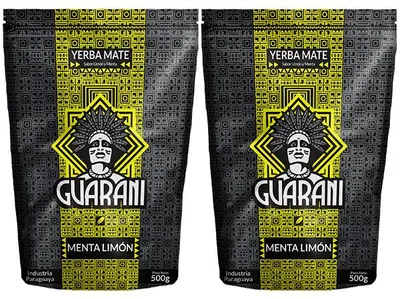 Produktbild von Guarani - Mate Tee Menta Limon 2x500g - Minze & Zitrone - Rauchig Viel Staub - Hoher Koffeingehalt - Erfrischend & Stark - Yerba Mate Paraguay 1kg