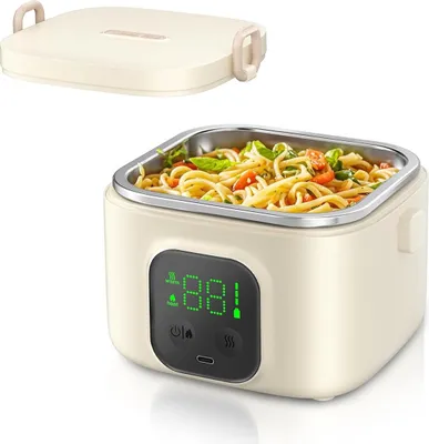 Produktbild von Tragbare elektrische Heiz-Lunchbox mit 14000mAh Akku & 500ml Behälter – ideal für Camping, Büro & Picknick