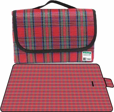 Produktbild von Picknickdecke, Campingdecke, Reisedecke Wasserdicht mit Tragegriff 150x200cm, Rot