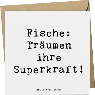 Produktbild von Mr. & Mrs. Panda Grußkarte Spruch Fische Kraft - Weiß - Geschenk, doppelkarte, Klappkarte, Horoskop, einfühlsam, Spiritualität, Sternzeichen, faltkarte, Glückwunschkarte