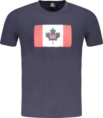 Produktbild von Herren T-Shirt Blau Kurzarm Rundhals mit Print und Logo