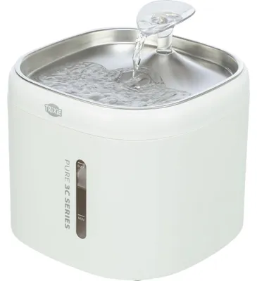 Produktbild von TRIXIE Aqua Pure Trinkbrunnen mit Edelstahltrinkschale und Wasserstandsanzeige - 2 l/18 × 14,7 × 18 cm