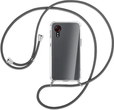 Produktbild von Handykette Backcover-Schutzhülle mit Band (Metall silberfarben) für Samsung Galaxy Xcover 5 (G525) - dunkelgrau