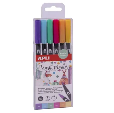 Image de Marqueur Apli 6 couleurs pastel BRUSH DUO