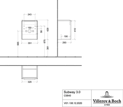 Produktbild von Villeroy & Boch C58400RH WTUS Subway 3.0 00 351x429x293mm