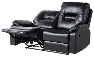Produktbild von BELIANI Sofa Schwarz Kunstleder 2-Sitzer Relaxfunktion Retro Wohnzimmer