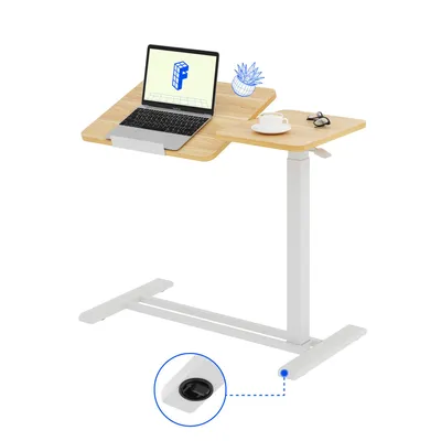 Produktbild von FLEXISPOT Beistelltisch Höhenverstellbar 80x40cm, Laptoptisch mit Neigbarer Desktop, Betttisch mit Rollen, für Wohnzimmer und Schlafzimmer, Ahorn