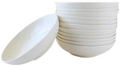 Immagine prodotto di Set di 12 piatti fondi per pasta, diametro 20 cm, in porcellana bianca