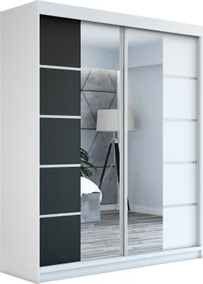 Produktbild von Schwebetürenschrank Kleiderschrank ERO  180 cm Schrank Garderobe Spiegel.Verschiedene Farben (Weiß, Schwarz, Somona). Möbel vom Hersteller!