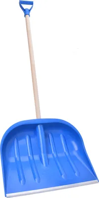 Produktbild von Aqbau Schneeschaufel Schneeräumer Schneeschieber Schneeschippe 47 x 40 cm mit Metallbeschlag Steil 100cm Solid (Blau)