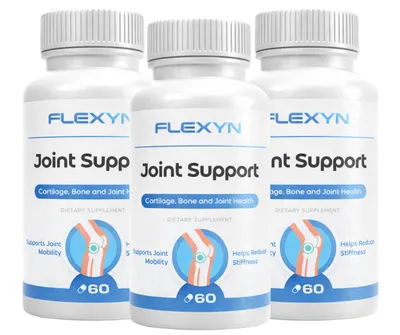 Zdjęcie produktu dla Suplement diety Flexyn – zestaw 3 opakowania po 60 kapsułek – zawierający peptydy kolagenu wołowego, metylosulfonylometan (MSM) i hialuronan sodu – dla dorosłych.