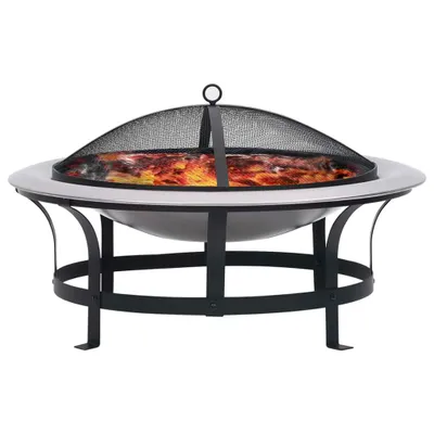 Image de vidaXL Pot à feu de jardin avec barbecue Acier inoxydable 76 cm
