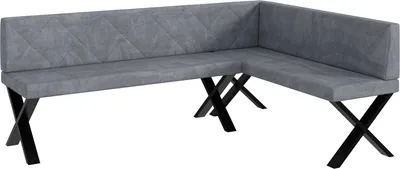 Produktbild von MEBLINI Eckbank für Esszimmer - Küchenbank - Essecke - Sitzecke Küche - ERIC - X-Beine 142x196x87cm Rechts - Grau Samt