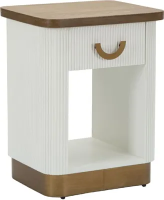 Image de Mauro Ferretti Table de nuit Tolosa 48x40x62 cm blanc marron