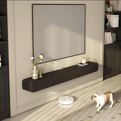 Immagine prodotto di Mobile TV a parete, in legno massello, colore nero, lunghezza 120 cm
