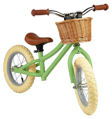 Produktbild von BigJigs Laufrad - grünes Kinderfahrrad mit Korb und Aufklebern