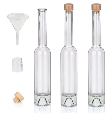Produktbild von Flaschen Set Glasflaschen leer je 100ml mit Trichter Korken & Kapseln, 3 Likörflaschen