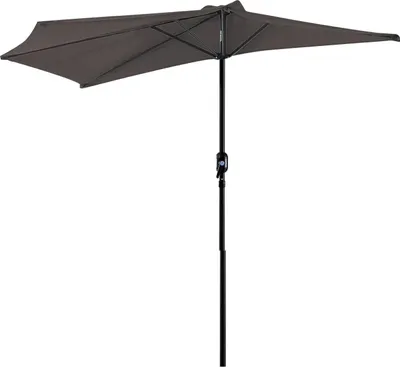 Produktbild von Gartensonnenschirm - Halbschirm - Halbrund - Mit Kurbel - 269 x 138 x 236 cm - Für den Außenbereich - Dunkelgrau