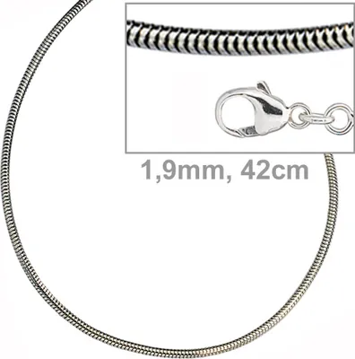 Produktbild von JOBO Schlangenkette 925 Sterling Silber 1,9 mm 42 cm Halskette Kette Karabiner