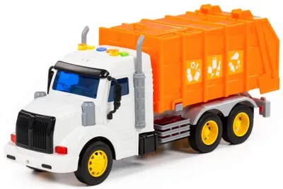 Produktbild von Müllwagen Kinder Spielzeug LKW PROFI orange Schwungrad Fahrzeug mit Licht Sound