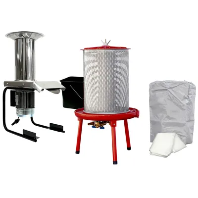 Produktbild von SETANGEBOT Obsmühle Obstpresse 40L Hydropresse + Obsthäcksler Fruit Shark 500kg