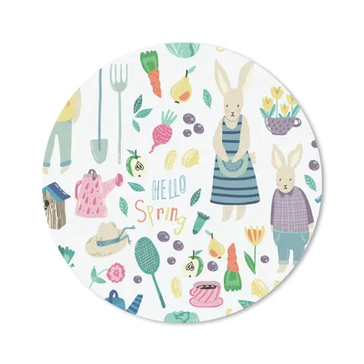 Produktbild von MuchoWow® Mauspad Mousepad Muster - Kaninchen - Frühling - Garten 20x20 cm - Mousepads - Maus Mat - Pad - Mausunterlage - Schreibtischmatte