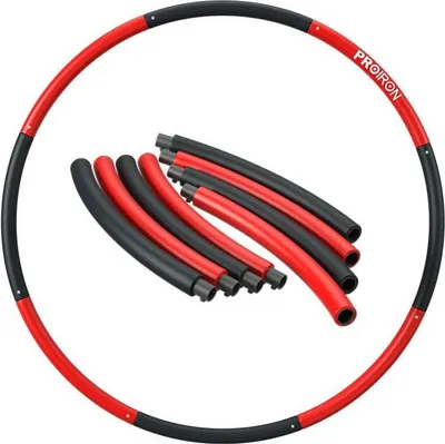 Zdjęcie produktu dla PROIRON Fitness Hula Hoop 1,8 kg, czarny/czerwony, 73 - 98 cm szerokości, 8 komór