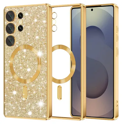 Obrázok produktu pre Techsuit Luxury Glitter MagSafe puzdro pre Samsung Galaxy S25 Ultra – zlaté (Gold)