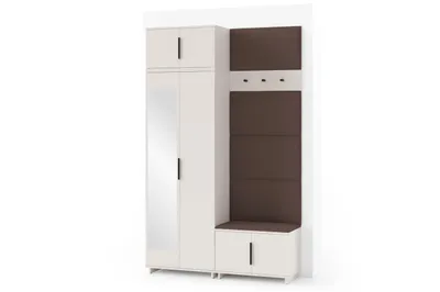 Produktbild von Garderoben-Set Napoli Version 4: Kleiderschrank mit Polsterpaneelen, Schuhschrank Flur und Eingangsbereich (Cashmere/Trinity 08)