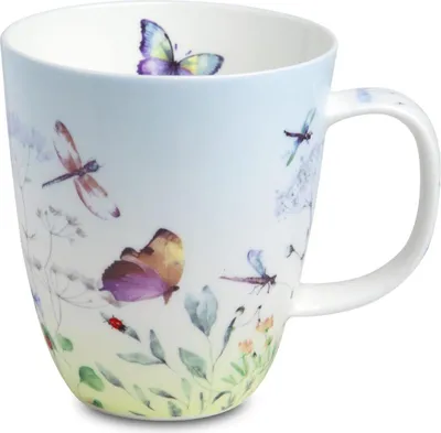Produktbild von Becher, Tasse Papillon Schmetterling für 400ml weiß bunt aus Porzellan TeaLogic