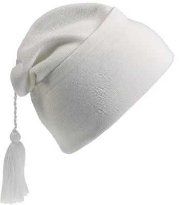 Produktbild von Leichte, fein gestrickte Zipfelmütze aus 100% Polyacryl mit Bommel, Einheitsgröße 55-61 cm, 28 cm Länge