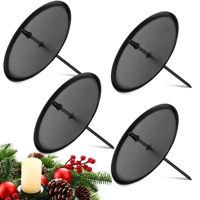 Produktbild von Adventskranz Kerzenhalter Metall Schwarz 4 Stück 7,5 cm Durchmesser
