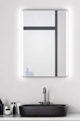 Produktbild von Badspiegel mit Beleuchtung Talos Chic 50 x 70 cm Wandspiegel - hochwertiger Aluminiumrahmen mit Kippschalter - Lichtspiegel mit Lichtfarbe Neutralweiß - Badezimmerspiegel